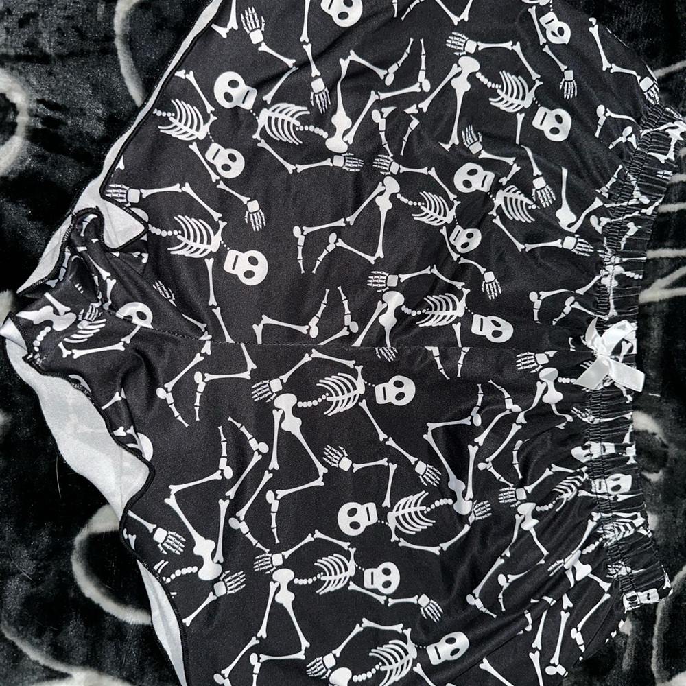 SHEIN Black and White Skeleton Pajama Shorts